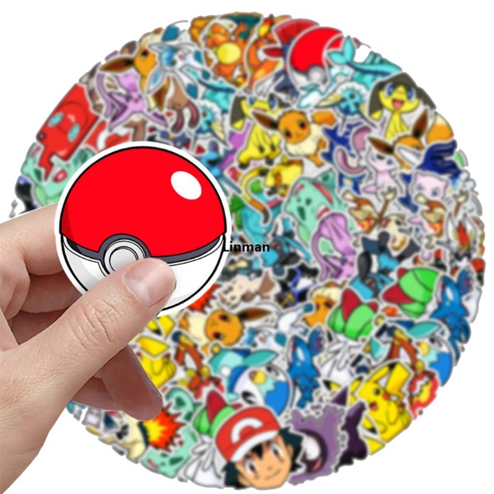 Linman 10/30/50PCS Anime Pokemon Cute Stickers Decals DIY Notebook La【2025 Version】ptop Phone Suitcase Bike Graffiti Funny Cartoon Sticker Kid Toy