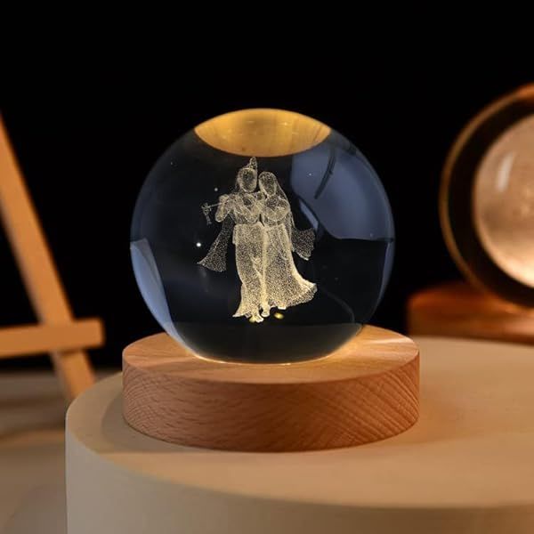 3D Decor Crystal Ball LED Night Light - Radha Krishna