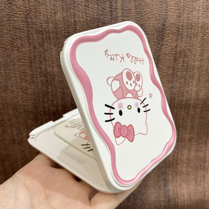 Cartoon%20Sanrio%20Hello%20Kitty%20Folding%20Clamshell%20Mirror%20Makeup%20Mirror%20With%20Comb%20Portable%20Creative%20For%20Women%20Girls%20Handheld%20Mirror%20-%20Image%205