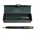 Parker Frontier Matte Black Gold Trim Fountain Pen. 