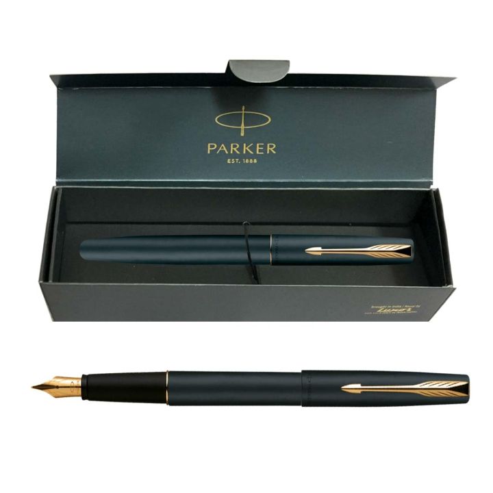 Parker Frontier Matte Black Gold Trim Fountain Pen