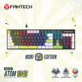 Fantech ATOM104S MORI EDITION Wired Mechanical Keyboard hotswapable Keycaps computer(WHITE/BLUE(RED SWITCH). 