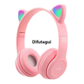 Difutagui New specials Cute Cat Ear Headphones with RGB LED Light Wireless Headset Original Kids Girls Stereo Phone Music Bluetooth Headset PC Gamer Gift. 