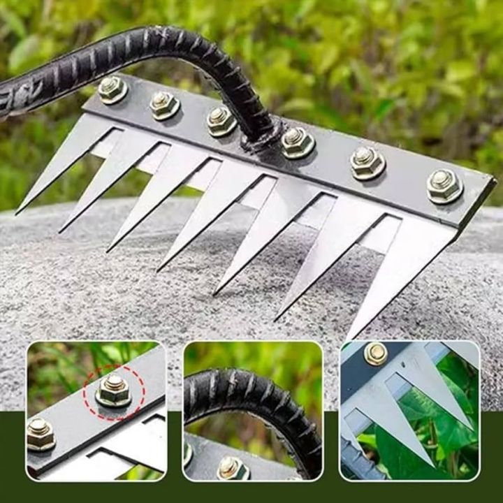 Multitask Teeth Metal Garden Hand Rake Farm Tool Weeding Agricultural ...