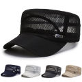 Spring and Summer new mesh flat hat men's casual breathable sun hat military hat outdoor sun hat mesh hat women. 