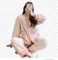 Winter Warm Flannel Women Pajamas Sets Thick Coral Velvet Long Sleeve Cartoon Sleepwear Flannel Pyjamas Set. 