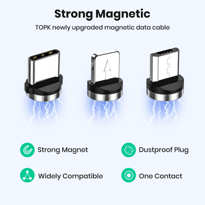 TOPK%205-Pack%20Magnetic%20Plug%20Connector%20Universal%20Round%20Magnetic%20Cable%20Type%20C%20Micro%20USB%20Magnet%20Replacement%20Parts%20for%20Mobile%20Phones%20-%20Image%205