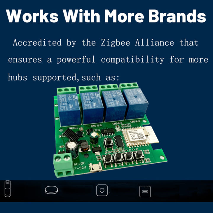NAMUNY%20Zigbee%20Tuya%20Smart%204CH%20Relay%20Module%20DC5V%207-32V%20RF433Mhz%20Remote%20Control%20Light%20Switch%20Work%20with%20Alexa%20Home%20-%20Image%203