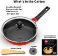 HAWKINS 22 cm Frying Pan, Die Cast Non Stick Fry Pan with Glass Lid, Ceramic Coated Pan, Induction Frying Pan, Small Frying Pan, Red (IDCF22G). 