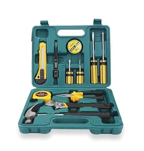 12 in 1 Electrical Repair Home Hand Tool Kit Set With Screwdriver, Hammer, Measuring Tape, Wrenches, Cutter & Pliers All Accessories Hardware Tool Box