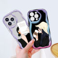 Jizetin for Realme 5 5S 5i 6i Back Cover Elegant Girl Cream Wavy Edge Soft Silicone Phone Case. 