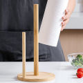 Kitchen Wooden Roll Paper Towel Holder Bathroom Tissue Vertical Stand Disposable Paper Pot Kitchen Toilet Storage Accessories. 