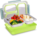 Srxes 304 Stainless Steel Lunch Boxes for Office Men, Lunch Box Steel, Lunch Boxes, Lunch Box for Office, Tiffin Boxes, Ideal for 12+ Year Teenagers (Bag 3 Compartment, Green). 