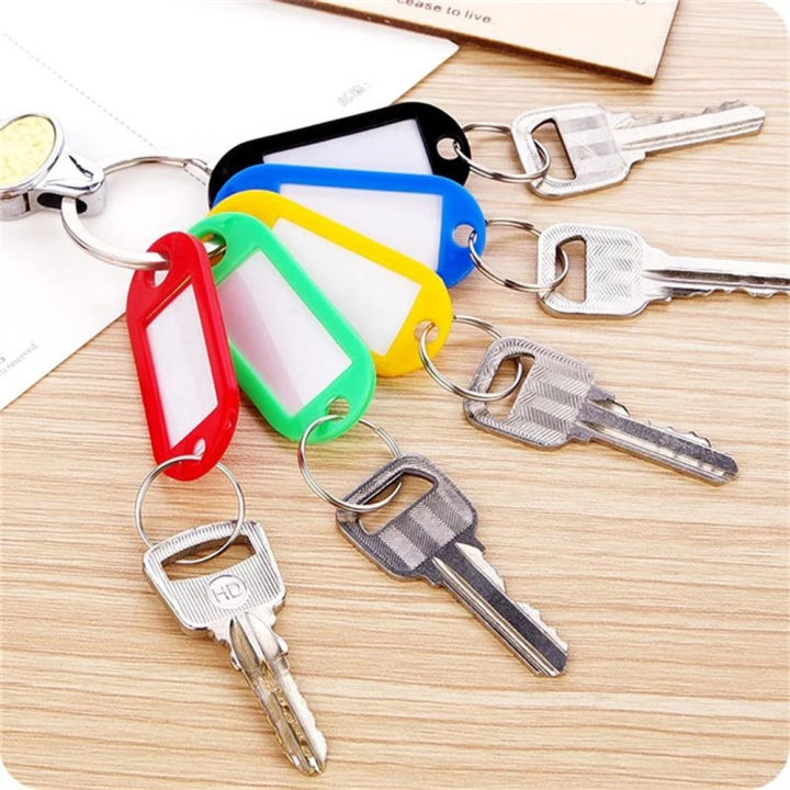50Pcs Plastic Keychain  Key Chains  Key Fobs Luggage Id Label Name Cards Tags With Split Ring For BaggageKey Rings Accessories