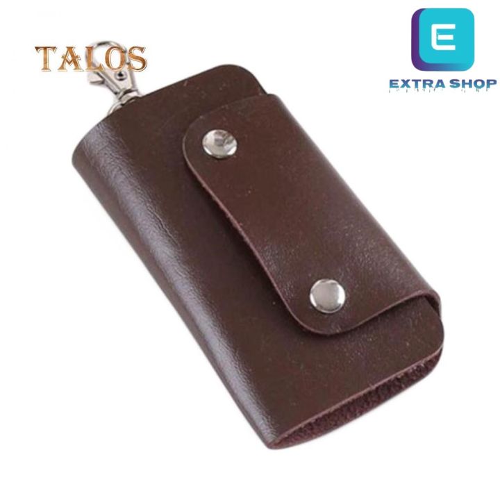 Faux Leather Key Organizer Case Keychain Holder Magnetic Button Pouch Bag