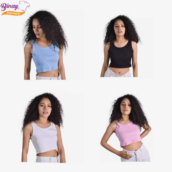 Binay Embroidery Tank Top Crop 4 Pcs Combo Set Sando For Women - Fashion | Tops For Women | Women's Wear | Sando