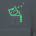 Switch Sticker Glow-in-the-dark Non-fading Night Indication Cartoon Sleepy Cat Switch Sticker for Living Room. 