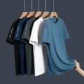 Source manufacturer: Ice Silk Men's Quick Drying Short Sleeve T-Shirt, Summer High Elasticity Ice Feeling Breathable Top, Cross-border Factory Wholesale. 