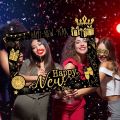Fashion Paper Photo Booth Props Black Gold Happy New Year Photo Frame Party Supplies Christmas Gift Xmas Photo Supplies New Year. 