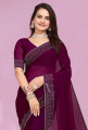 Fashionable Embellished Bollywood Georgette Saree in Purple for Modern Women With Unstitched Blouse. 