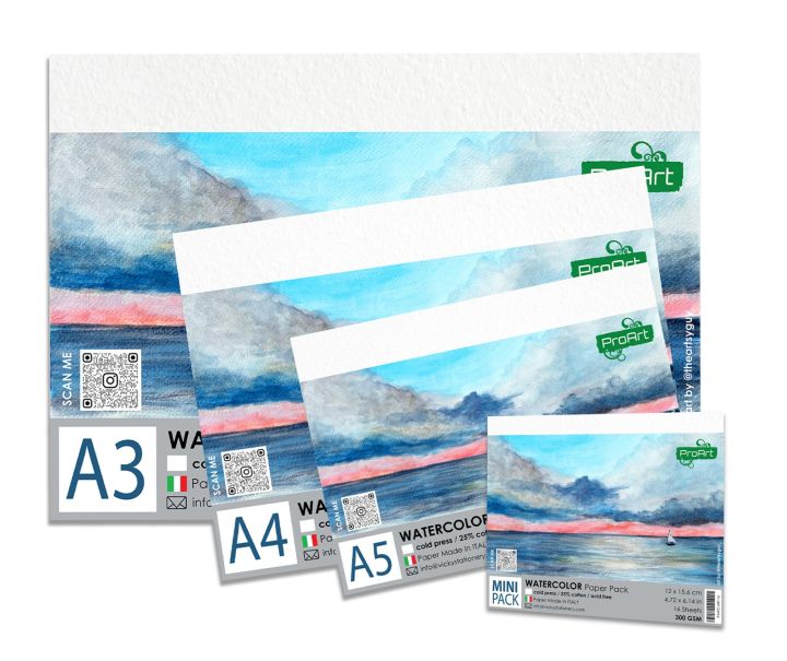 ProArt%20%20Watercolor%20Paper%20A5%20300GSM,%2025%25%20Cotton,%20Pack%20Of%2024%20Sheets%20-%20Image%202