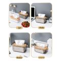 New Transparent Automatic Descent Tissue Box Bamboo Lid Large Capacity Tissue Holder Creative Dustproof Paper Towel Storage Box. 
