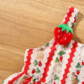 Summer New Baby Girls Dress Halter Strawberry + Bunny Embellished Polka Dot A-line Dress Sweet Princess Dress. 