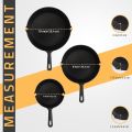 3 Piece Set of PreSeasoned Cast Iron Frying Pans - Black. 