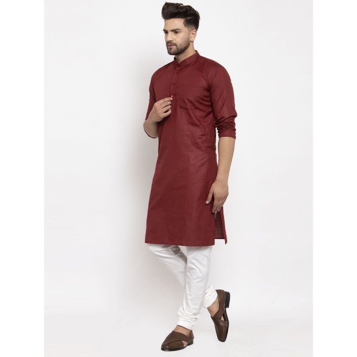Maroon%20Solid%20Kurta%20Pajama%20Set%20For%20Men%20-%20Maroon%20%7C%20Fashion%20%7C%20Kurtha%20For%20Men%20%7C%20Pajamas%20Set%20For%20Men%20%7C%20Men'S%20Wear%20-%20Image%204
