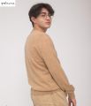 Trikaya Cream Color Round Neck Full Sleeves Lambswool Light-Weight Sweater For Men. 
