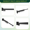Folding Clothes Hanger Wall Mount Retractable Cloth Drying Black C. 