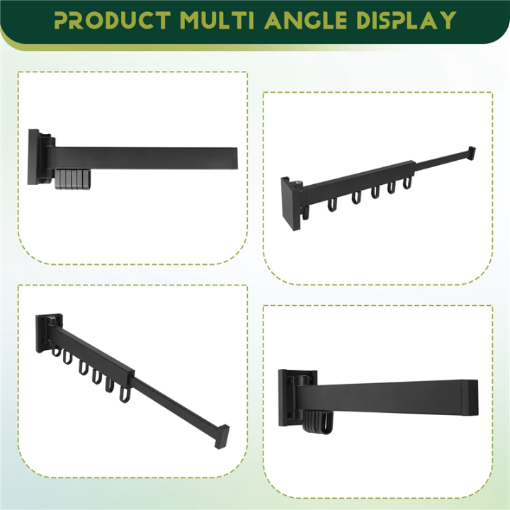 Folding%20Clothes%20Hanger%20Wall%20Mount%20Retractable%20Cloth%20Drying%20Black%20C%20-%20Image%204