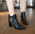 2024 Luxury Women Winter Genuine Leather Short Boots Pointed Toe High Heels Zipper Ankle Boots Ladies Ethnic Style V615. 