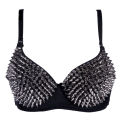 Fifty percent discount ladies lingerie bra punk bra bra studs metallic silver studded tops lingerie bra push-up bra gothic brasierMujer. 