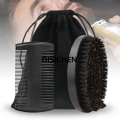 DISICHEN Professional Soft Boar Bristle Wood Beard Brush Hairdresser Shaving Brush Comb Men Mustache Comb Kit With Gift Bag Hair Comb Set. 