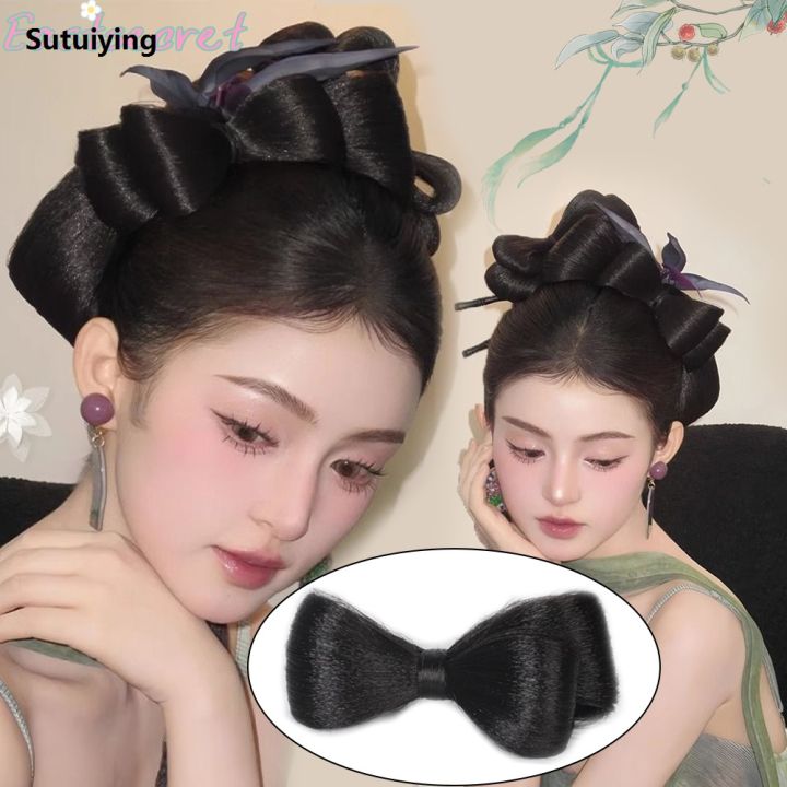 Sutuiying%20Synthetic%20Wig%20Hair%20Bag%20Fluffy%20Cute%20Coil%20Hair%20Artifact%20Double%20layered%20Profesional%20bow%20hair%20bun%20Ancient%20Style%20High%20Temperature%20Silk%20Accessorie%20-%20Image%203
