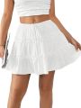 Women Floral Flared Short Skirt Cute High Waist Ruffle Skirt Beach Mini Skirt. 