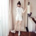 Korean Fashion Summer Korean Version Plus Size Hooded Casual Sports Set Female Fashion Loose Shorts Two Pieces Set Tide. 