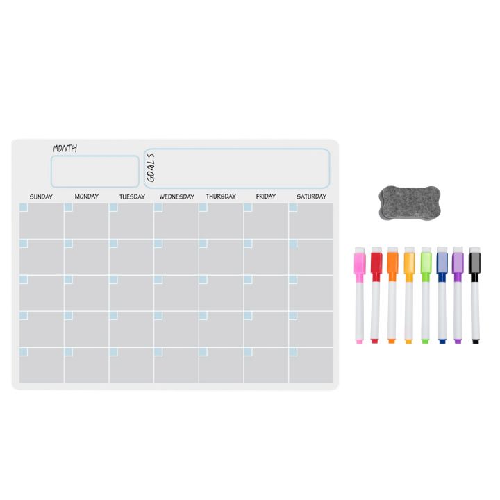 A3 Magnetic Whiteboard Dry Erase Calendar Set for Fridge 17X12 inch