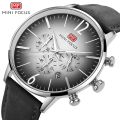 MINI FOCUS Luxury Genuine Leather Strap Waterproof Fashion Casual Business Chronograph Wrist Watch. 