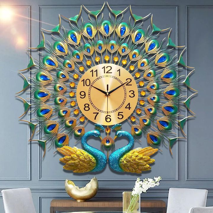 Modern And Antique Style 3D Large Peacock Wall Clock
