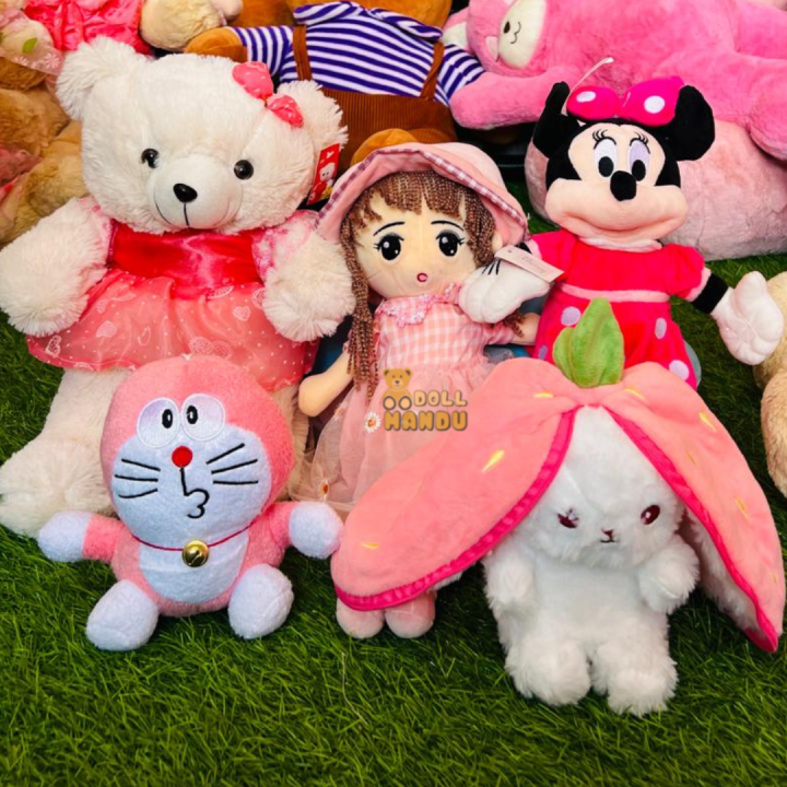 Dressed Doll, Barbie, Bunny, and Doraemon Combo Set