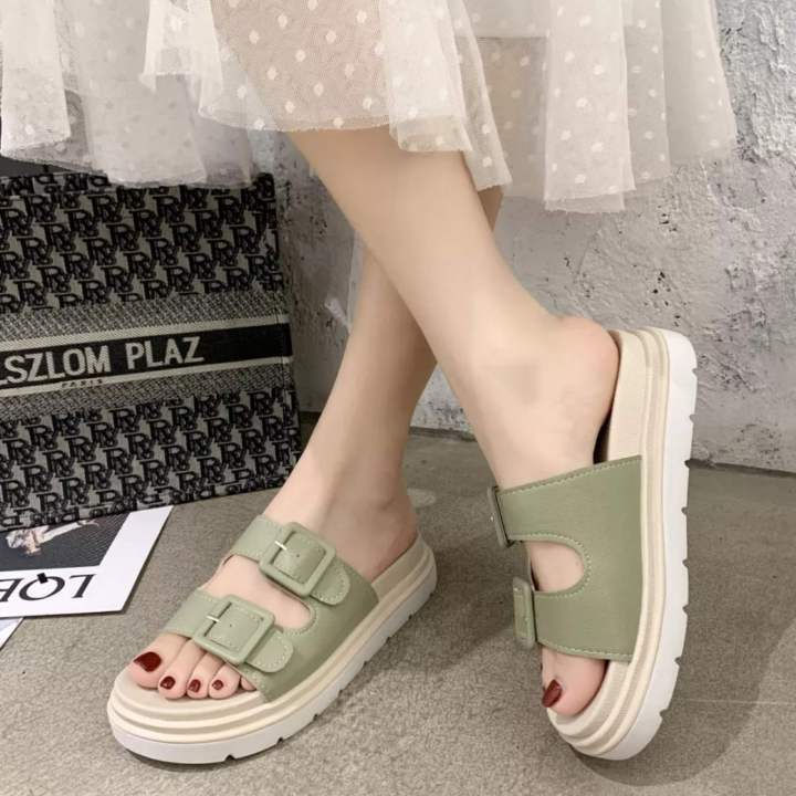 Korean%20Style%20Summer%20Women's%20Sandals%20Stitching%20Surface%20Buckle%20Thick%20Bottom%20Slippers%20-%20Image%202