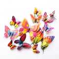 New style 12Pcs Double layer 3D Butterfly Wall Sticker on the wall Home Decor Butterflies for decoration (Color May Vary). 