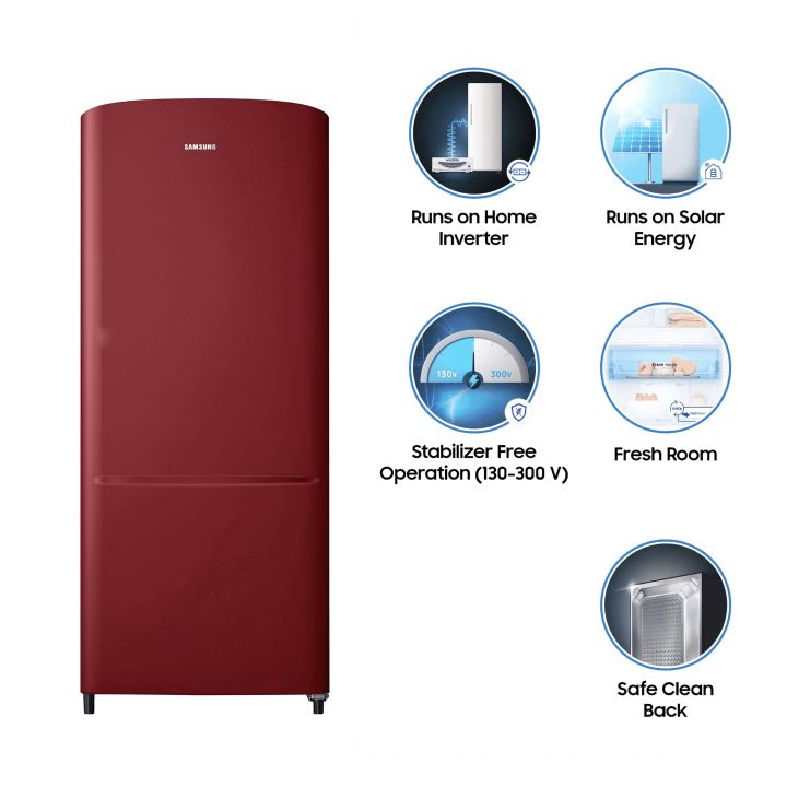 Samsung%C2%A0%20RR20C20C2RH/IM%20192%20Litres%20Direct%20Cool%20Single%20Door%20Refrigerator%20Scarlet%20Red%20-%20Image%203