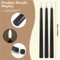 NAMUNY 6Pcs Flameless Black Taper Candles Flickering with 10-Key Remote Timer, Battery Operated LED Candlesticks Window Candles. 