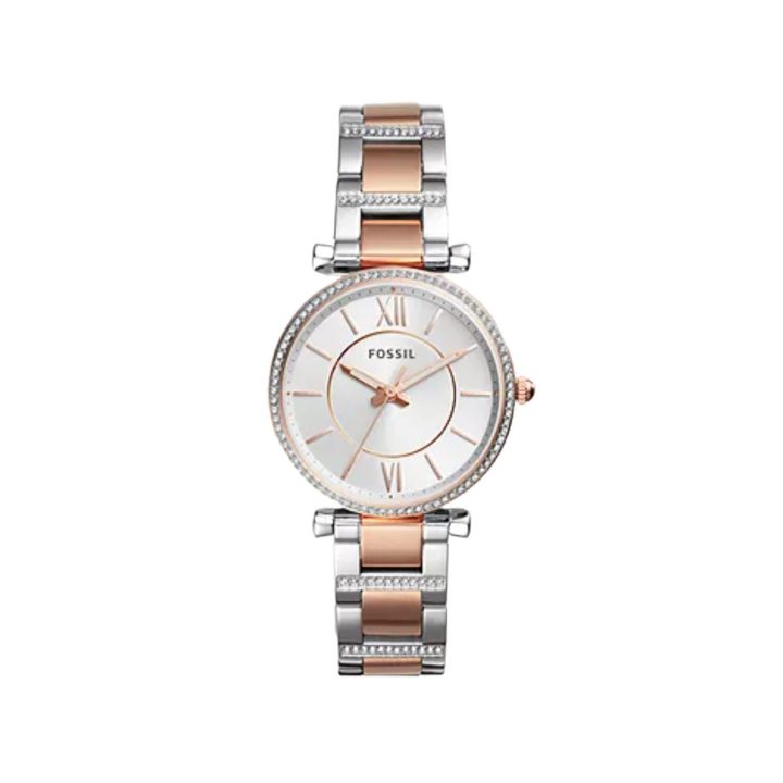 Fossil Rose Gold/Silver Stainless Steel Business Watch For Women - ES4342