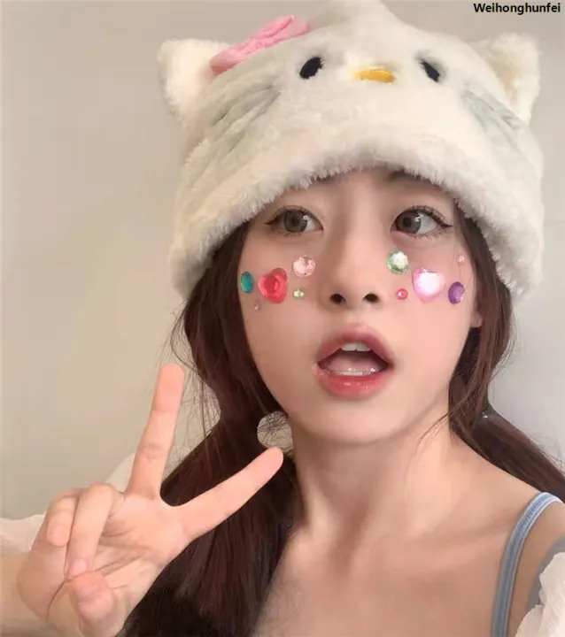 WeihonghunfeiSales%20promotion%20%EF%BC%88NEW%EF%BC%89Kawaii%20Hello%20Kitty%20Hat%20for%20Girls%20Ins%20Style%20Y2K%20Hello%20Kitty%20Hats%20Women%20Sweet%20Fashion%20Winter%20Plush%20Warm%20Hat%20Cosplay%20Harajuku%20Hats%20-%20Image%202