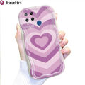 Jizetin for Realme C15 Back Cover Colorful Love Cream Wavy Edge Soft Silicone Phone Case. 