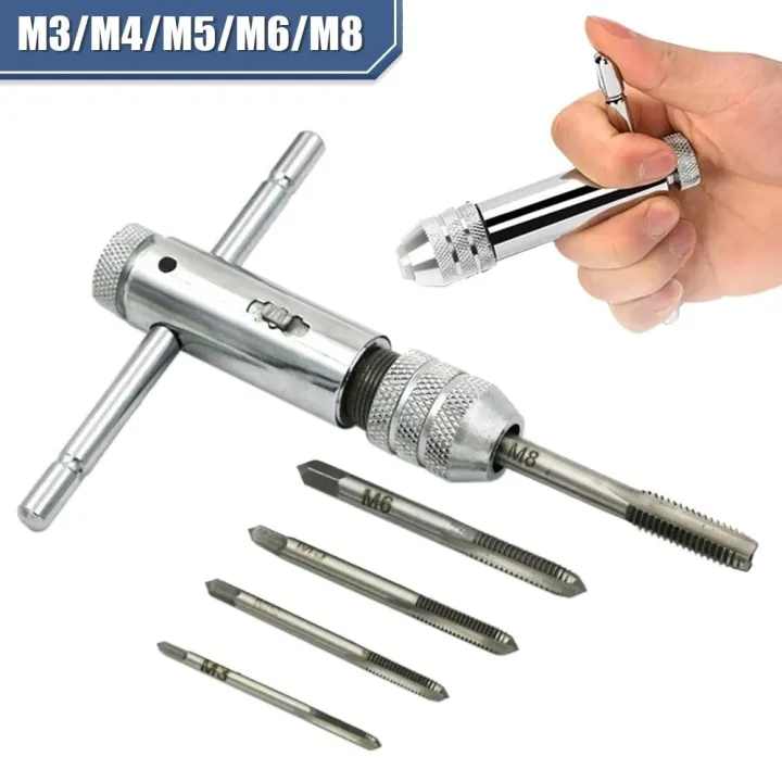 T-shaped Tap Thread Metric Plug T-Handle Adjustable Wrench Ratchet Tap ...